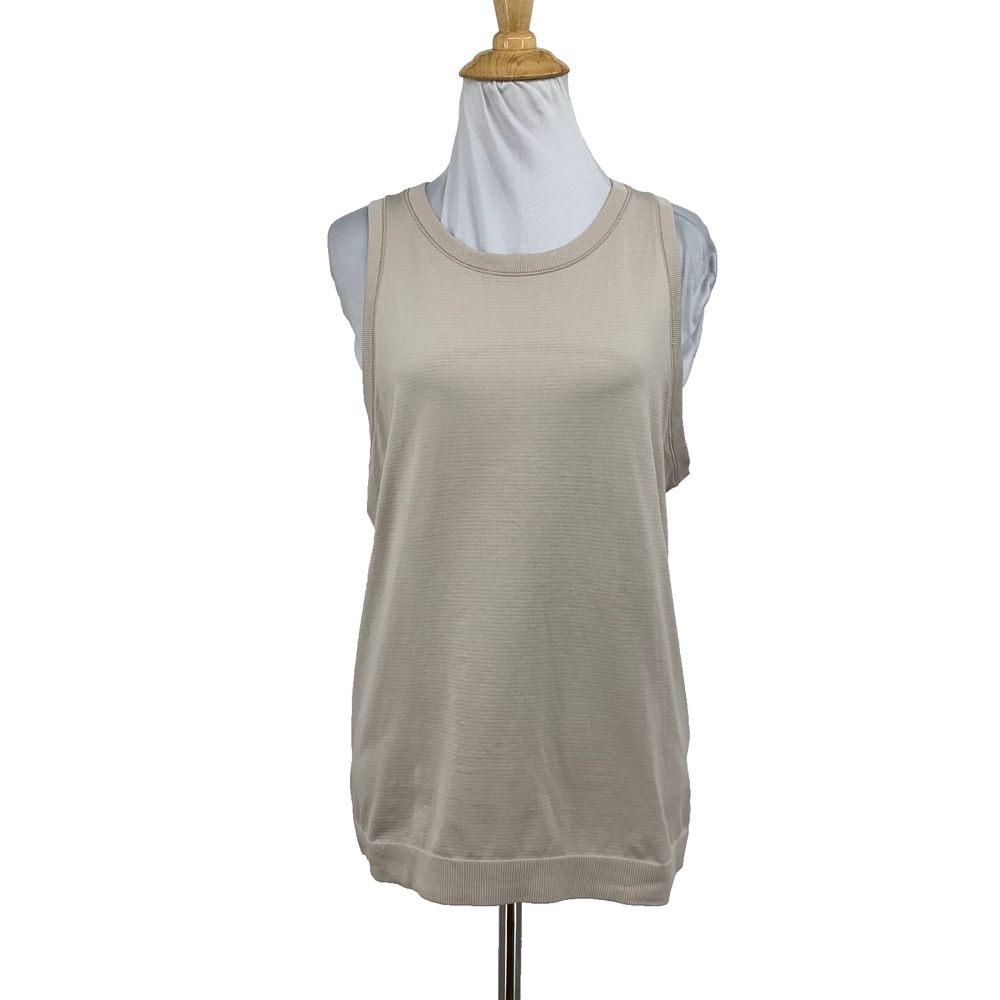 Lululemon Tank Top Women 6/8 Taupe Crew Neck Sleeveless Relaxed Stretch Athletic